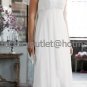 White Chiffon Empire Bridal Evening Dress Halter High Front Low Back Hi-low Beach Wedding Dress