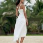 White Chiffon V-neck Bridal Evening Dress Sleeveless High Front Low Back Hi-low Beach Wedding Dress