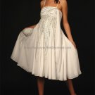 White Chiffon Empire Waist Bridal Evening Dress Spaghetti Straps Short Beach Maternity Wedding Dress