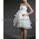 White Organza Empire Waist Bridal Evening DressStrapless Short Beach Maternity Wedding Dress