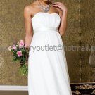 White Satin Empire Waist Bridal Evening Dress Strapless Long Maternity Wedding Dress