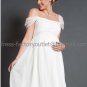 White Chiffon Empire Waist Bridal Evening Dress Cap SleevesShort Beach Maternity Wedding Dress