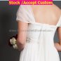 White Chiffon Empire Waist Bridal Evening Dress Cap SleevesShort Beach Maternity Wedding Dress