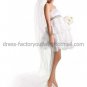 White Organza Empire Waist Bridal Evening DressStrapless Short Beach Maternity Wedding Dress