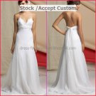 White Organza Lace Empire Waist Bridal Evening Dress Spaghetti Straps Long Maternity Wedding Dress