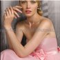 Pink Tulle Empire Waist Bridal Evening Dress Strapless Long Maternity Wedding Dress & Bow