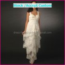 White Lace Purfle Empire Waist Bridal Evening Dress Sleeveless Long Maternity Wedding Dress