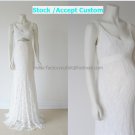 White Lace Empire Waist Pregnant Bridal Evening Dress V-neck Long Maternity Wedding Dress