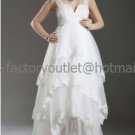 White Lace Purfle Empire Waist Bridal Evening Dress Sleeveless Long Maternity Wedding Dress