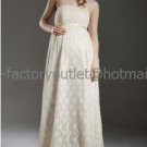 Champagne Lace Empire Waist Bridal Evening Dress Strapless Long Pregnant Wedding Dress