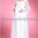 White Lace Organza Empire Waist Bridal Evening Dress Long Sleeves Pregnant Wedding Dress