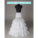 A-line White Nylon 4 Layer 4 Hoops Wedding Petticoat Dress Underware Bridal Bustle Crinoline P2