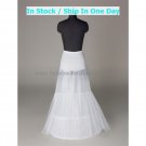 Mermaid White Nylon 2 Layer 2 Hoops Wedding Petticoat Dress Adjustable Bridal Bustle Crinoline P5