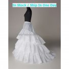 A-line White Nylon 3 Layer 3 Hoops Wedding Petticoat Dress Underware Bridal Bustle Crinoline P6