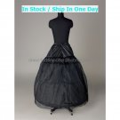 A-line Black Nylon 1 Tulle 3 Hoop Wedding Petticoat Dress Underware Bridal Bustle Soft Crinoline P9