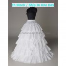 A-line White 5 Layer Ruffles 5 Hoops Wedding Petticoat Dress Underware Bridal Bustle Crinoline P10
