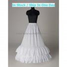 A-line White 2 Ruffles 1 Hoop Wedding Petticoat Dress Underware Bridal Bustle Soft Crinoline P12