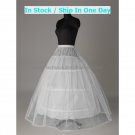 A-line White Nylon 1 Tulle 3 HoopS Wedding Petticoat Dress Underware Bridal Bustle Crinoline p15