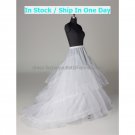 A-line White 3 TulleS 3 HoopS Wedding Petticoat Underware Bridal Bustle Long Train Crinoline P17