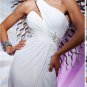 Pink White Chiffon Lace Bridal Evening Dress Jeweled Backless Prom Dress Formal Gown