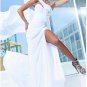 Black White Chiffon Asymmetrical Bridal Evening Dress Backless Prom Dress Formal Gown