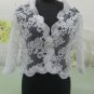 Ivory White Alencon Lace Bridal Dress Jacket V-neck Long Sleeves Wedding Dress Bolero Jacket J01