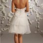 A-line Short Ivory Organza Evening Dress Bridesmaid Dress Sleevelss V-neck Tea Length Wedding Dress