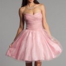 strapless Pink Organza Bridal Evening Dress A-line Short Prom Dress Formal Gown Homecoming Dress