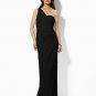 Black Chiffon Asymmetrical Bridal Evening Dress Backless Prom Dress Formal Gown