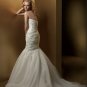 Strapless Ivory Organza Lace APPLIQUE Bridal Gown Mermaid Wedding Dress Chapel Train