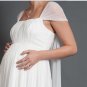 White Chiffon Empire Waist Bridal Evening Dress Cap SleevesShort Beach Maternity Wedding Dress