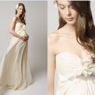 Champagne Chiffon Empire Waist Maternity Bridal Dress Strapless Pregnant Wedding Dress H177