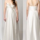 White Satin Empire Waist Maternity Bridal Gowns V-neck Pregnant Wedding Dress H174