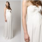 White Chiffon Empire Waist Maternity Bridal Dress Strapless Pleated  Pregnant Wedding Dress H172