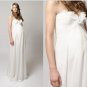 White Chiffon Empire Waist Maternity Bridal Dress Strapless Pleated Pregnant Wedding Dress H172