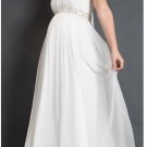 White Chiffon Empire Waist Maternity Bridal Dress Beaded Halter Pregnant Wedding Dress H167