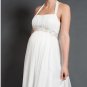 White Chiffon Empire Waist Maternity Bridal Dress Beaded Halter Pregnant Wedding Dress H167