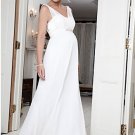 White Chiffon Empire Waist Maternity Bridal Dress Thin Sheer Straps V-neck Pregnant Wedding Dress