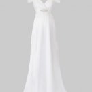 Cap Sleeves White Chiffon Empire Waist Maternity Bridal Gowns V-neck Pregnant Wedding Dress H161