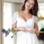 Cap Sleeves White Chiffon Empire Waist Maternity Bridal Gowns V-neck Pregnant Wedding Dress H161