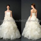 Strapless White Organza Lace A-line Bridal Gown Asymmetrical Vera Wedding Dress Free Sash V1210