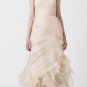 One Shoulder Sheer Straps Nude Organza Bridal Gown Full-length Asymmetrically Wedding Dress V2