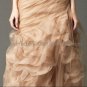 Strapless A-line Asymmetrically Bridal Gown Veiled Lace Organza Scallop Wedding Dress