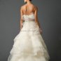 A-line White Ruffled Organza Bridal Ball Gown Asymmetrically Wedding Dress Free Sash V66