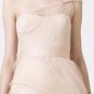 One Shoulder Sheer Straps Nude Organza Bridal Gown Full-length Asymmetrically Wedding Dress V2