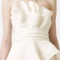 Strapless Mermaid Bridal Gown Full-length White Satin Asymmetrically Wedding Dress with Sash V9