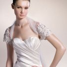 Ivory White Lace Sleeves Short Bridal Dress Jacket Beaded Wedding Dress Bolero Jacket J9