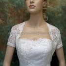 Ivory White Lace Short Sleeves Short Bridal Dress Jacket Evening Wedding Dress Bolero Jacket J27