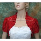 Custom Red Lace Short Sleeves Short Bridal Dress Jacket  Wedding Prom Dress Bolero Jacket J65