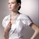 Ivory White Taffeta Short Sleeves Bridal Jacket Vest Shawl Wedding Dress Beaded Bolero Jacket J11